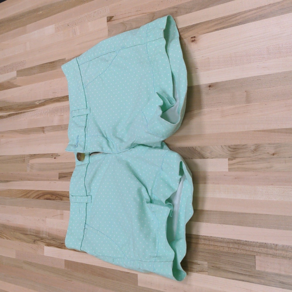 American Eagle Mint Green Polka Dot Midi Chino Shorts Size 2
